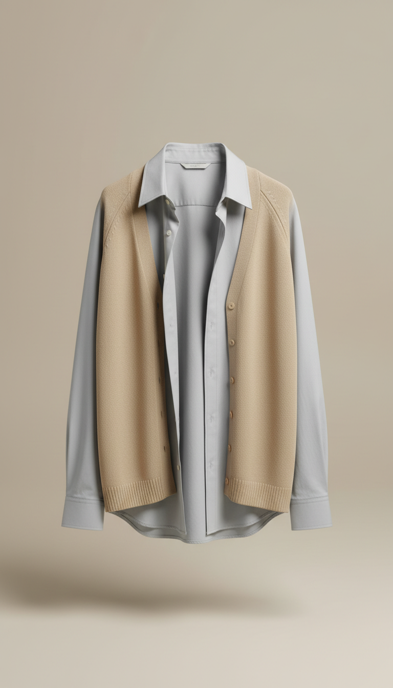 Chemise coton silver mist sous pull écru
