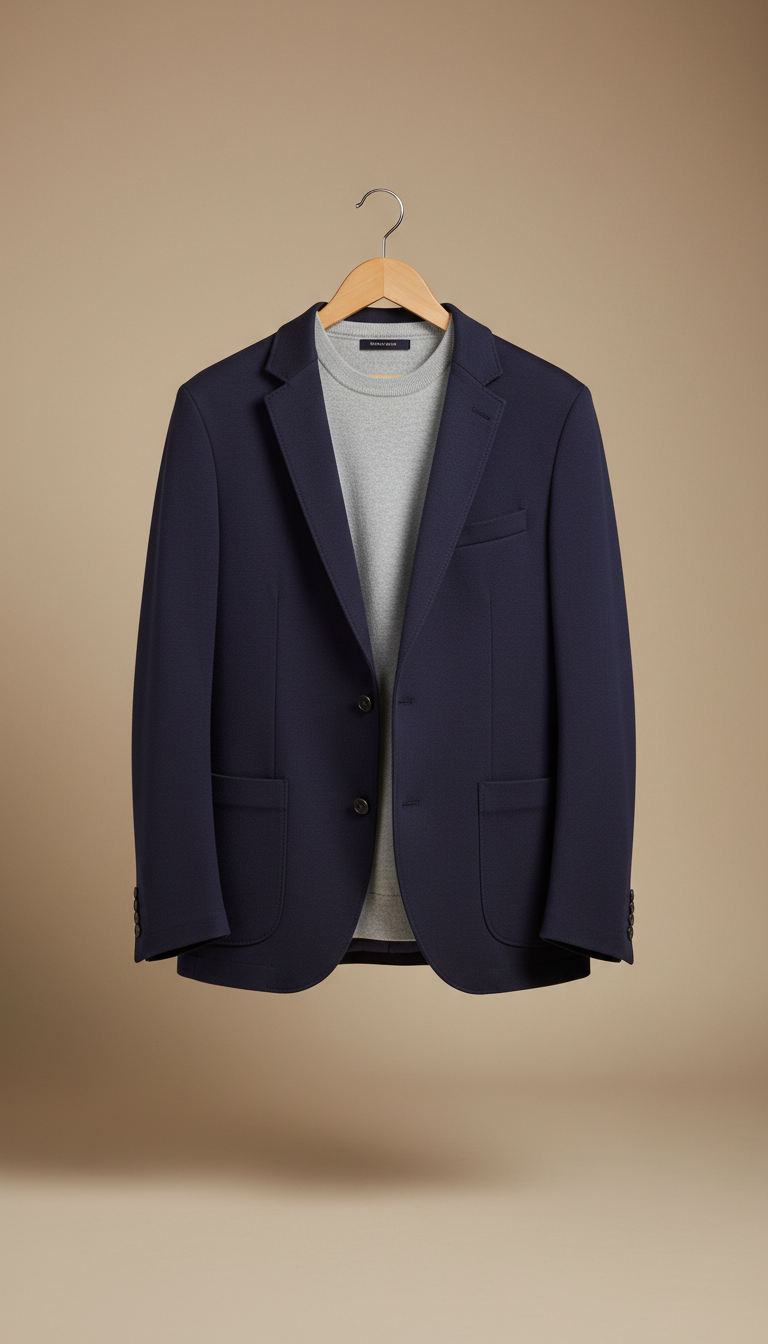Blazer navy en laine déstructuré